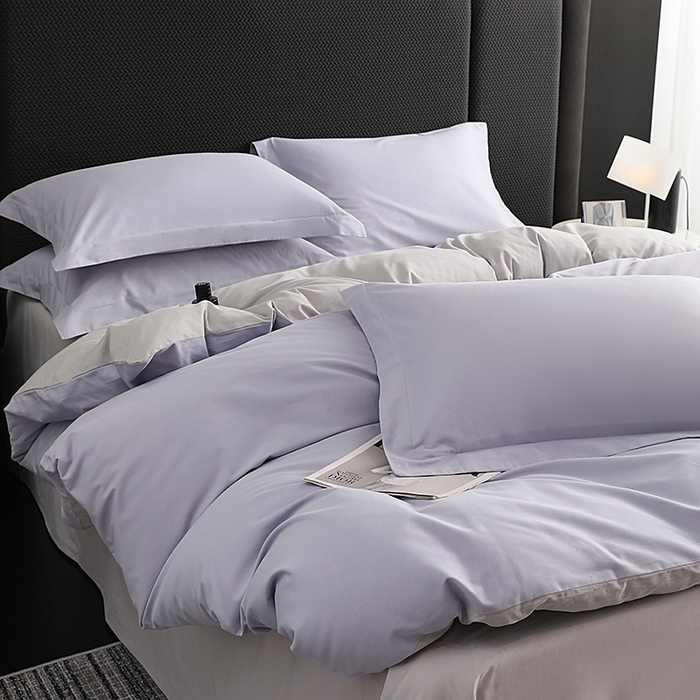 91家纺网 家纺一手货源 找家纺 洽想家 2025新款全棉磨毛纯色四件套 薰衣草浅灰