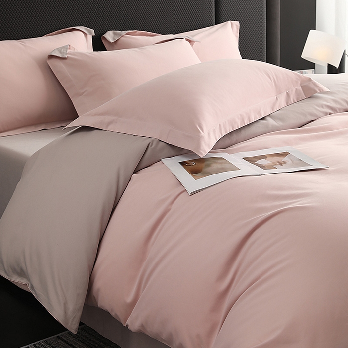 91家纺网 家纺一手货源 找家纺 洽想家 2025新款全棉磨毛纯色四件套 紫微粉拿铁