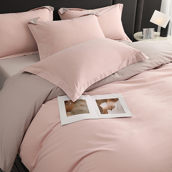 91家纺网 家纺一手货源 找家纺 洽想家 2025新款全棉磨毛纯色四件套 紫微粉拿铁