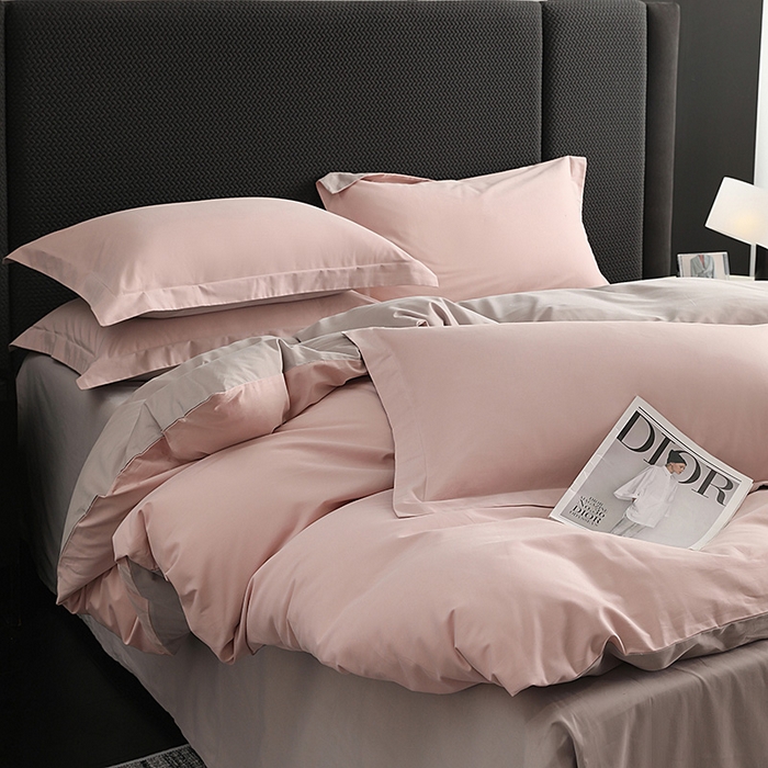 91家纺网 家纺一手货源 找家纺 洽想家 2025新款全棉磨毛纯色四件套 紫微粉拿铁