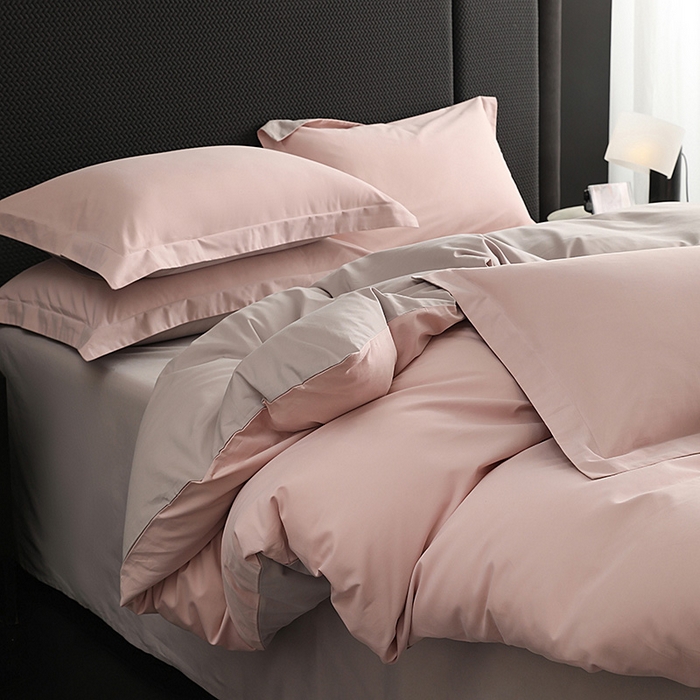 91家纺网 家纺一手货源 找家纺 洽想家 2025新款全棉磨毛纯色四件套 紫微粉拿铁