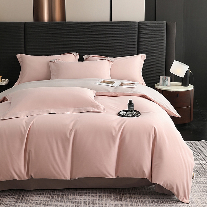 91家纺网 家纺一手货源 找家纺 洽想家 2025新款全棉磨毛纯色四件套 紫微粉拿铁