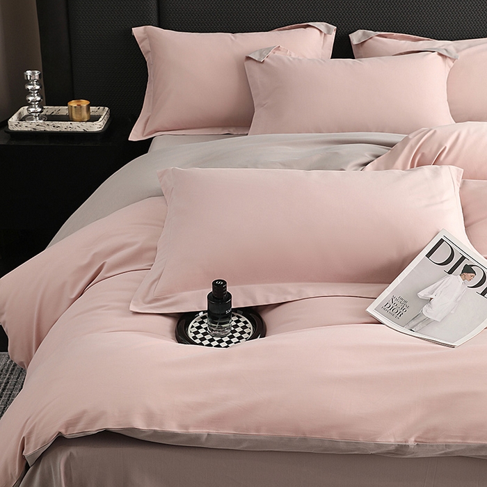 91家纺网 家纺一手货源 找家纺 洽想家 2025新款全棉磨毛纯色四件套 紫微粉拿铁