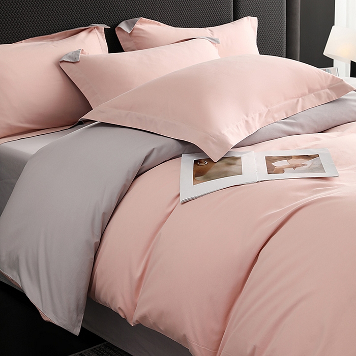 91家纺网 家纺一手货源 找家纺 洽想家 2025新款全棉磨毛纯色四件套 紫薇粉浅灰