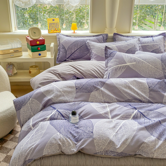 91家纺网 家纺一手货源 找家纺 佑佳家纺 2025新款铂金棉芦荟棉单被套「支持定做各种尺寸」 芜叶