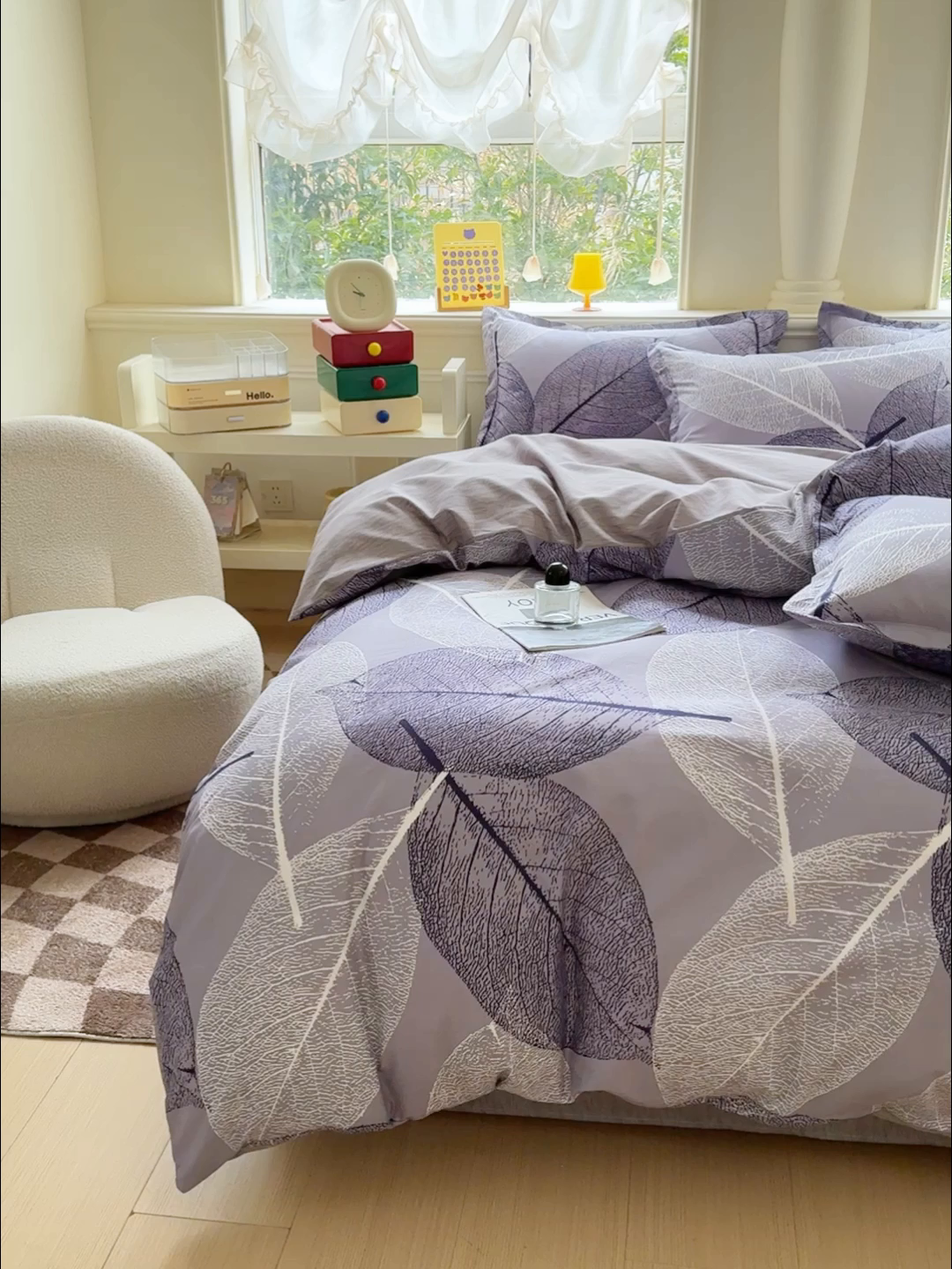 91家纺网 家纺一手货源 找家纺 佑佳家纺 2025新款铂金棉芦荟棉单被套「支持定做各种尺寸」 芜叶