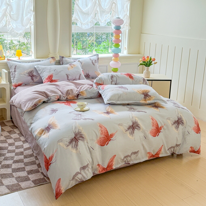 91家纺网 家纺一手货源 找家纺 佑佳家纺 2025新款铂金棉芦荟棉单被套「支持定做各种尺寸」 五彩蝶