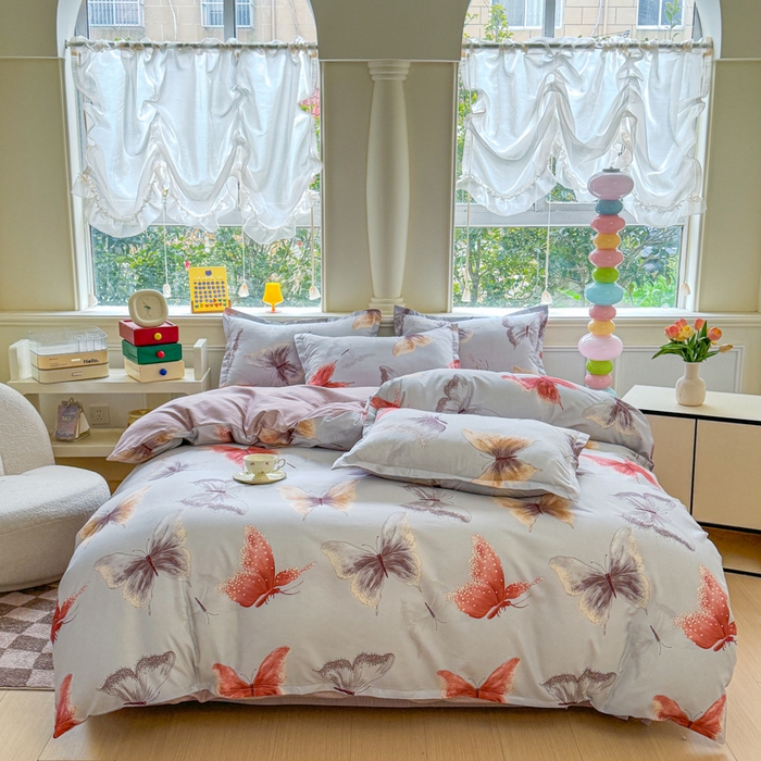 91家纺网 家纺一手货源 找家纺 佑佳家纺 2025新款铂金棉芦荟棉单被套「支持定做各种尺寸」 五彩蝶