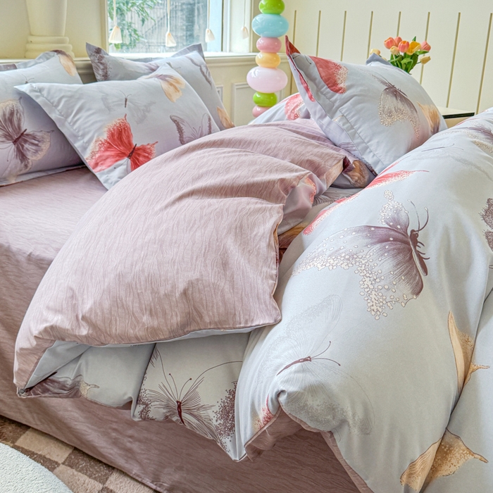 91家纺网 家纺一手货源 找家纺 佑佳家纺 2025新款铂金棉芦荟棉单被套「支持定做各种尺寸」 五彩蝶