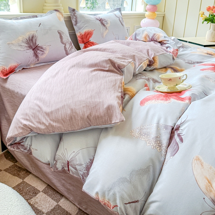 91家纺网 家纺一手货源 找家纺 佑佳家纺 2025新款铂金棉芦荟棉单被套「支持定做各种尺寸」 五彩蝶