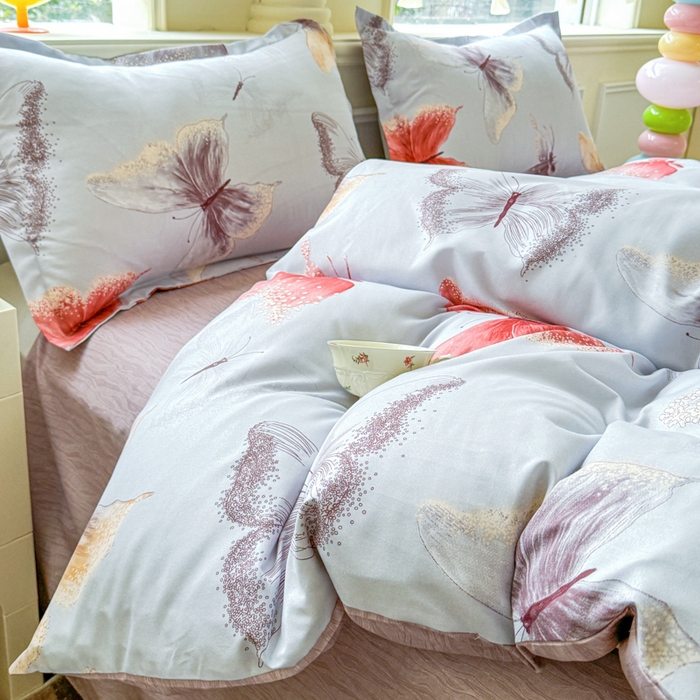 91家纺网 家纺一手货源 找家纺 佑佳家纺 2025新款铂金棉芦荟棉单被套「支持定做各种尺寸」 五彩蝶