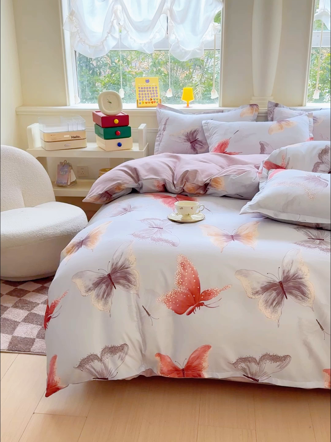 91家纺网 家纺一手货源 找家纺 佑佳家纺 2025新款铂金棉芦荟棉单被套「支持定做各种尺寸」 五彩蝶