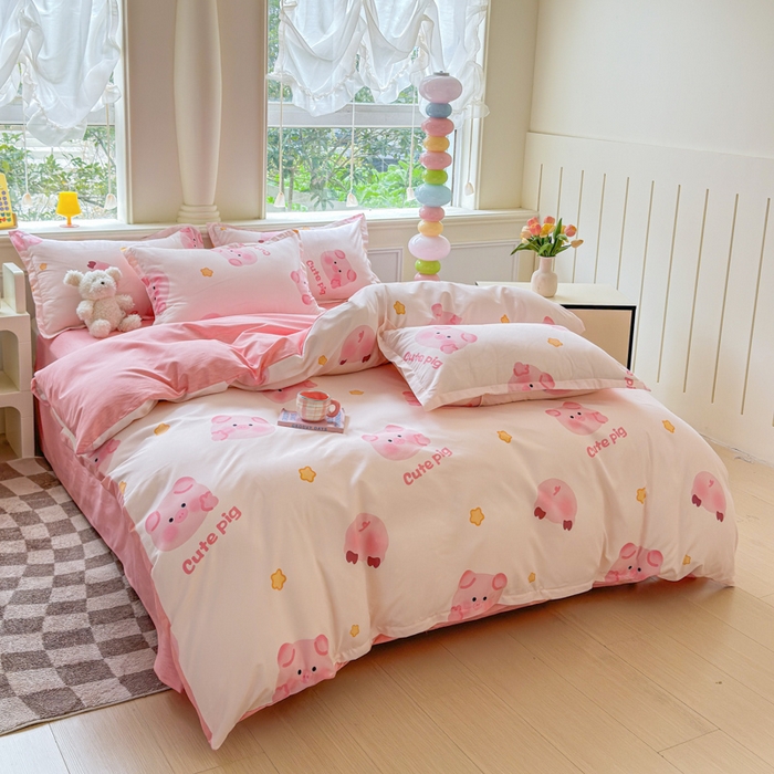 91家纺网 家纺一手货源 找家纺 佑佳家纺 2025新款铂金棉芦荟棉单被套「支持定做各种尺寸」 猪猪侠