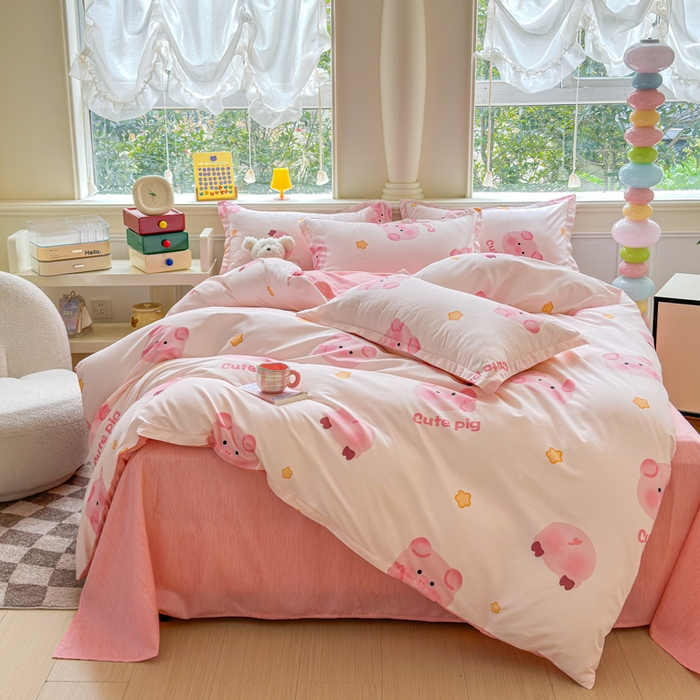 91家纺网 家纺一手货源 找家纺 佑佳家纺 2025新款铂金棉芦荟棉单被套「支持定做各种尺寸」 猪猪侠