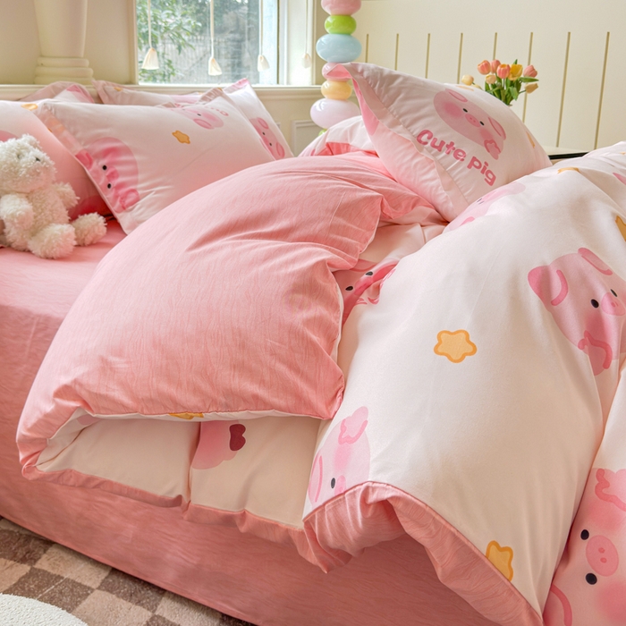 91家纺网 家纺一手货源 找家纺 佑佳家纺 2025新款铂金棉芦荟棉单被套「支持定做各种尺寸」 猪猪侠