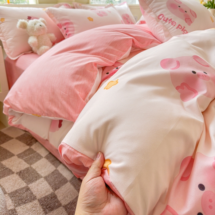 91家纺网 家纺一手货源 找家纺 佑佳家纺 2025新款铂金棉芦荟棉单被套「支持定做各种尺寸」 猪猪侠