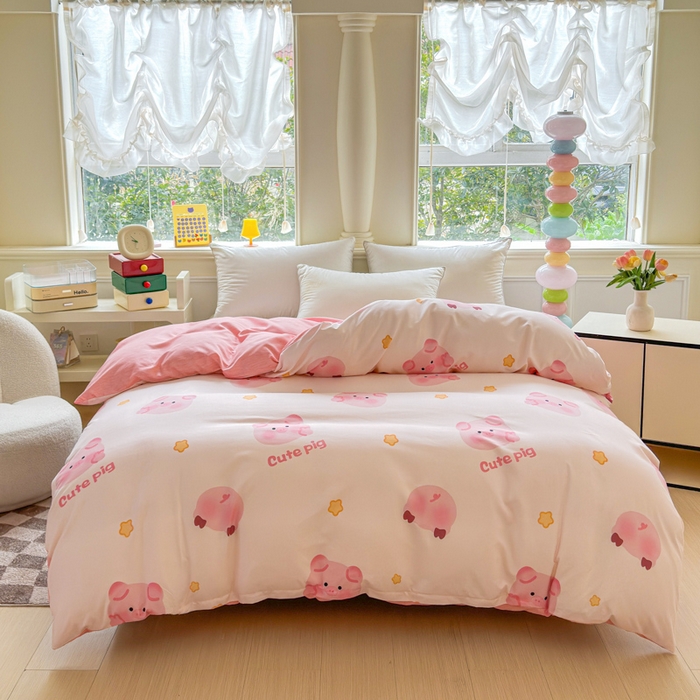 91家纺网 家纺一手货源 找家纺 佑佳家纺 2025新款铂金棉芦荟棉单被套「支持定做各种尺寸」 猪猪侠