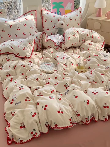 91家纺网 家纺一手货源 找家纺 （总）思诺羽床笠 2025新款亲肤棉贝壳花边四件套