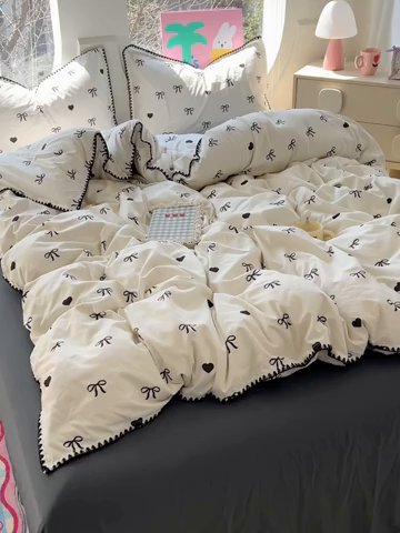 91家纺网 家纺一手货源 找家纺 （总）思诺羽床笠 2025新款亲肤棉贝壳花边四件套