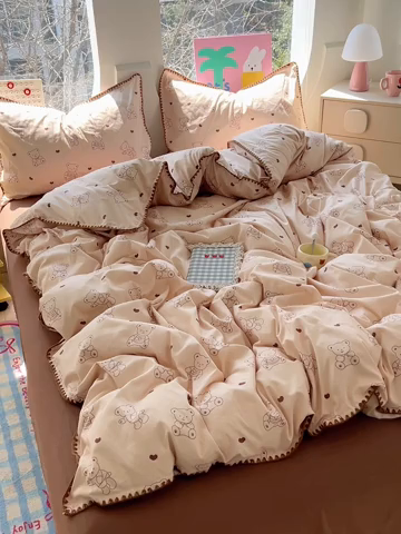 91家纺网 家纺一手货源 找家纺 （总）思诺羽床笠 2025新款亲肤棉贝壳花边四件套