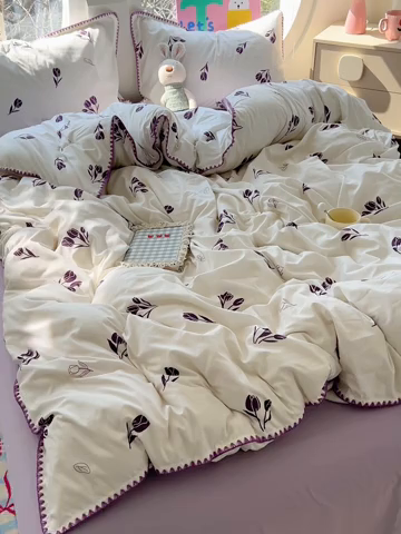 91家纺网 家纺一手货源 找家纺 （总）思诺羽床笠 2025新款亲肤棉贝壳花边四件套