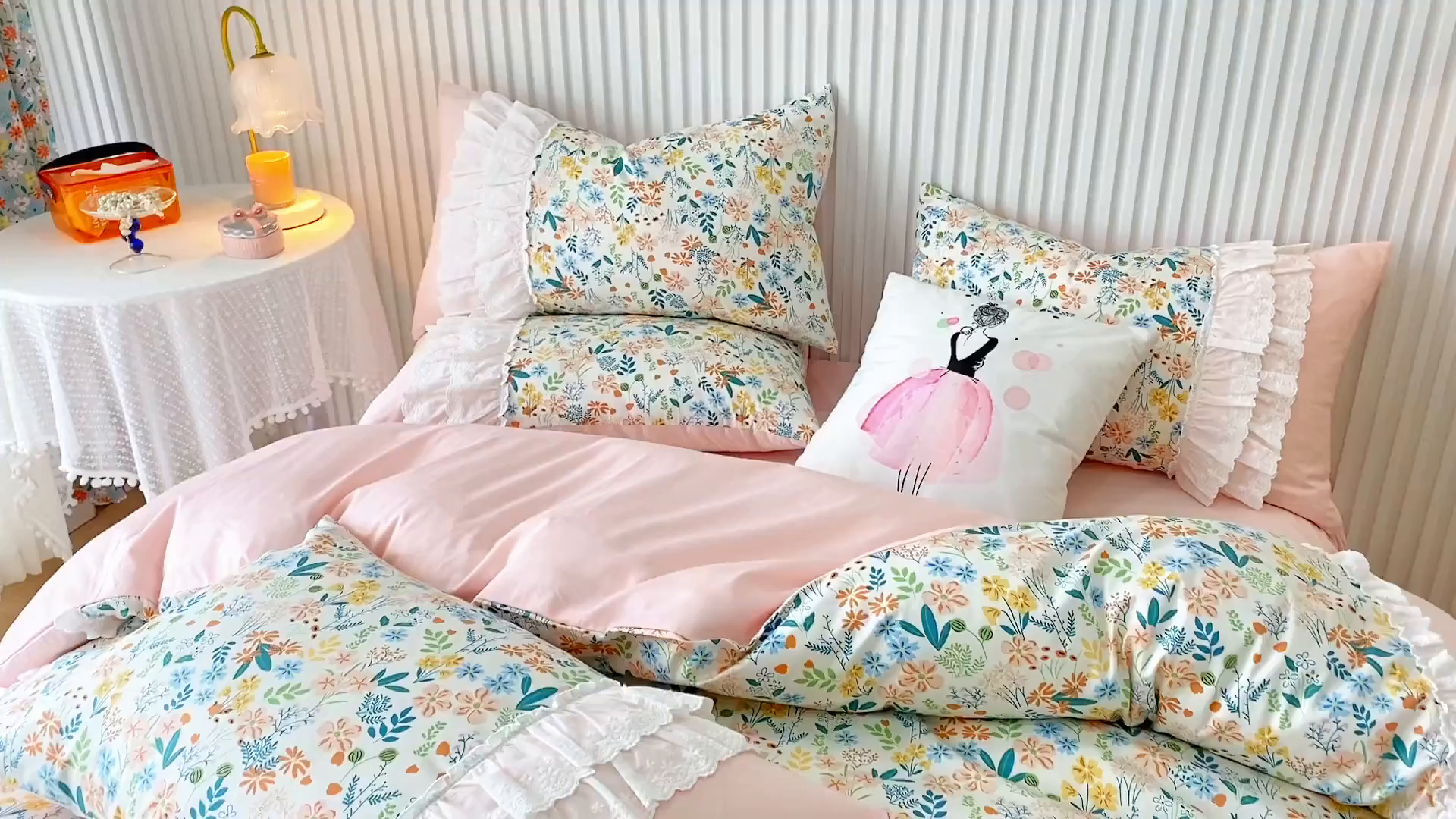 91家纺网 家纺一手货源 找家纺 （总）亲亲公主 2025全棉蕾丝花边床裙公主风四件套