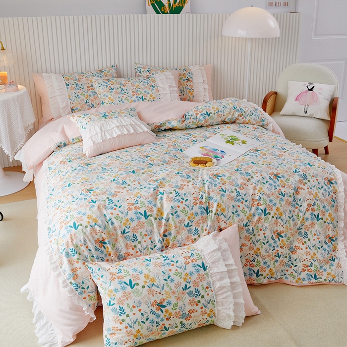 91家纺网 家纺一手货源 找家纺 （总）亲亲公主 2025全棉蕾丝花边床裙公主风四件套