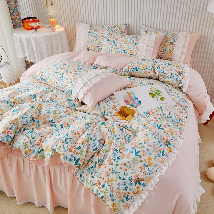 91家纺网 家纺一手货源 找家纺 （总）亲亲公主 2025全棉蕾丝花边床裙公主风四件套