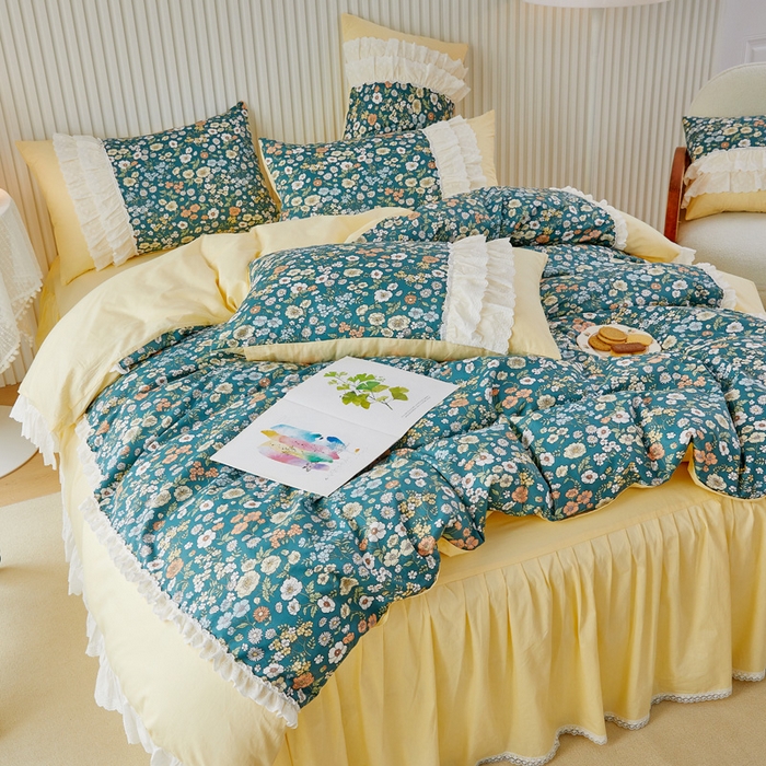 91家纺网 家纺一手货源 找家纺 （总）亲亲公主 2025全棉蕾丝花边床裙公主风四件套