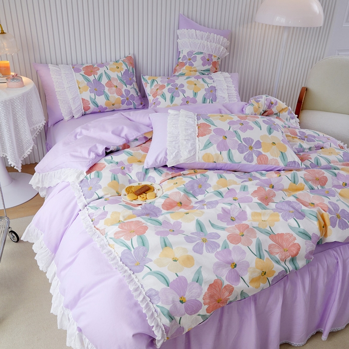 91家纺网 家纺一手货源 找家纺 （总）亲亲公主 2025全棉蕾丝花边床裙公主风四件套