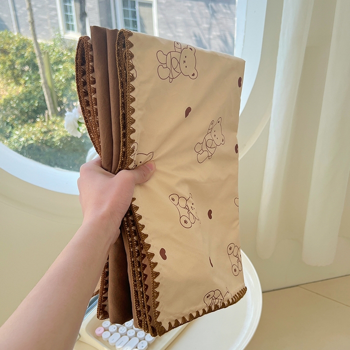 91家纺网 家纺一手货源 找家纺 思诺羽床笠 2025新款亲肤棉贝壳花边四件套 贝壳边-爱心熊