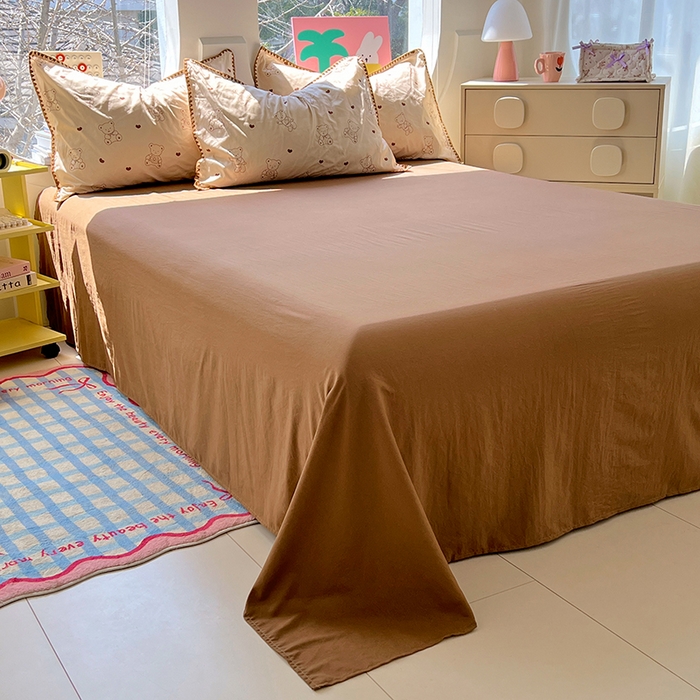 91家纺网 家纺一手货源 找家纺 思诺羽床笠 2025新款亲肤棉贝壳花边四件套 贝壳边-爱心熊