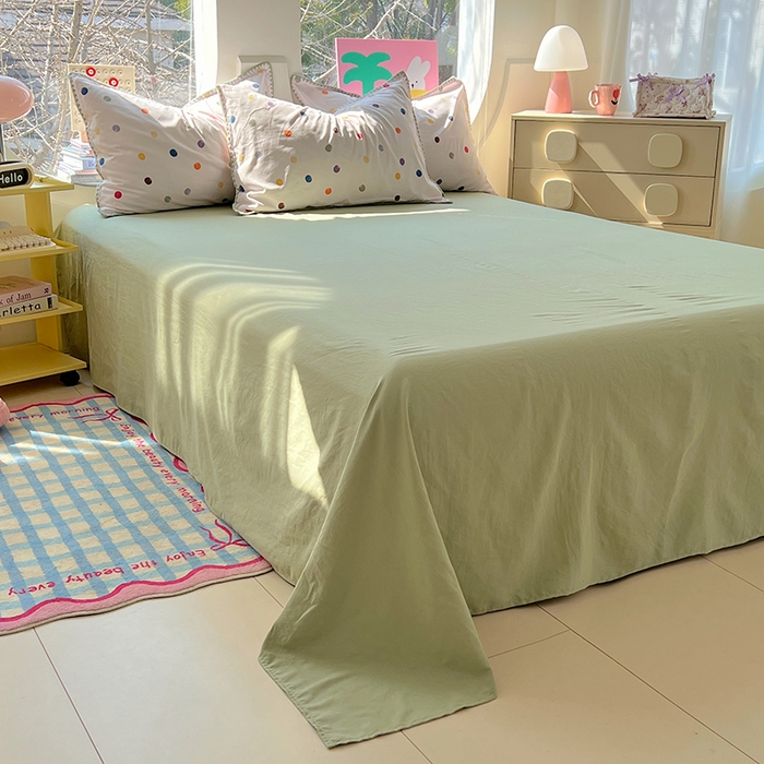 91家纺网 家纺一手货源 找家纺 思诺羽床笠 2025新款亲肤棉贝壳花边四件套 贝壳边-彩色波点