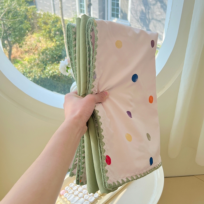 91家纺网 家纺一手货源 找家纺 思诺羽床笠 2025新款亲肤棉贝壳花边四件套 贝壳边-彩色波点