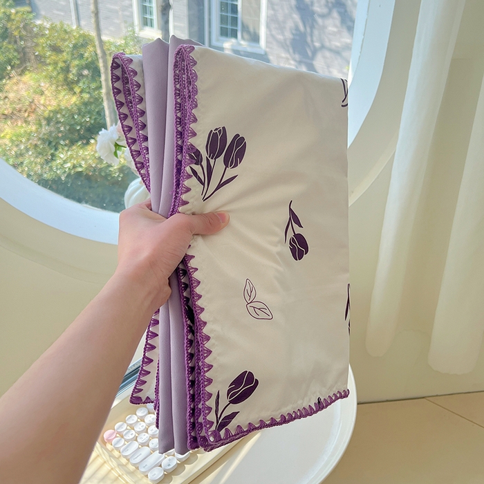 91家纺网 家纺一手货源 找家纺 思诺羽床笠 2025新款亲肤棉贝壳花边四件套 贝壳边-丁香紫