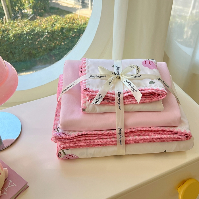 91家纺网 家纺一手货源 找家纺 思诺羽床笠 2025新款亲肤棉贝壳花边四件套 贝壳边-田园兔