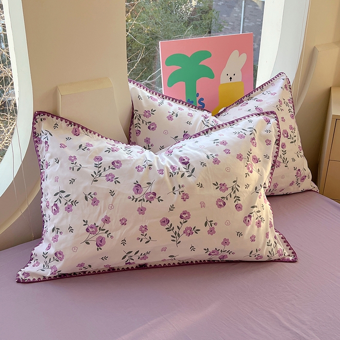 91家纺网 家纺一手货源 找家纺 思诺羽床笠 2025新款亲肤棉贝壳花边四件套 贝壳边-闲趣花开