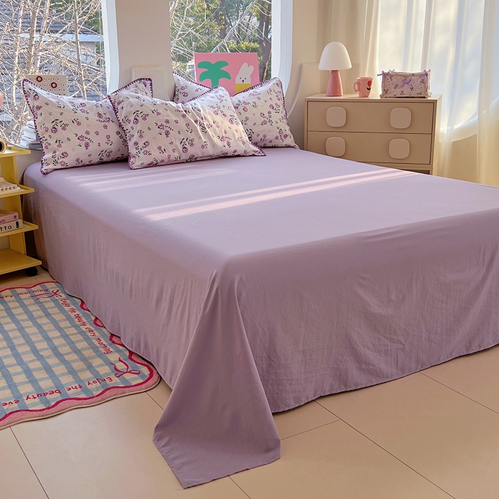 91家纺网 家纺一手货源 找家纺 思诺羽床笠 2025新款亲肤棉贝壳花边四件套 贝壳边-闲趣花开