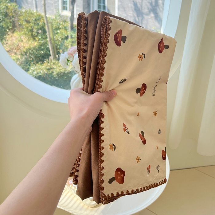 91家纺网 家纺一手货源 找家纺 思诺羽床笠 2025新款亲肤棉贝壳花边四件套 贝壳边-小蘑菇