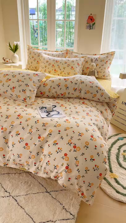 91家纺网 家纺一手货源 找家纺 正莱欣 2025新品加厚生态棉磨毛四件套高克重植物羊绒床单款床笠款四件套大量现货 晨妆