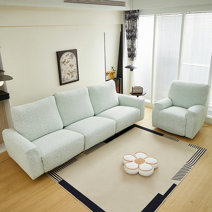 91家纺网 家纺一手货源 找家纺 丝绮鹿 2025新款竹节雪尼尔芝华士沙发套 薄荷绿