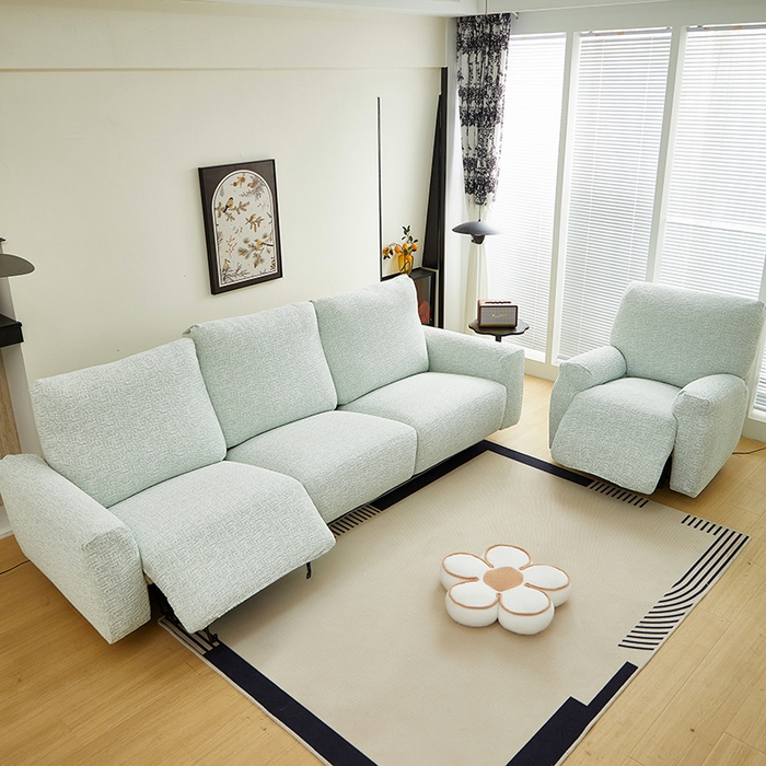 91家纺网 家纺一手货源 找家纺 丝绮鹿 2025新款竹节雪尼尔芝华士沙发套 薄荷绿