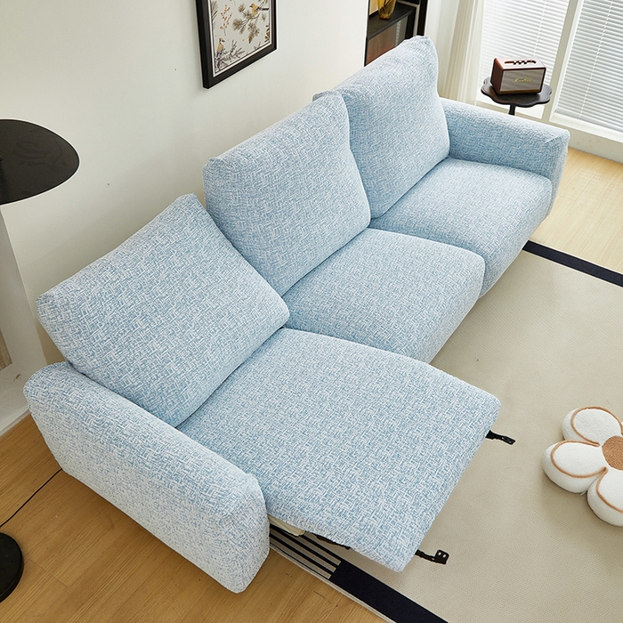 91家纺网 家纺一手货源 找家纺 丝绮鹿 2025新款竹节雪尼尔芝华士沙发套 迷雾蓝