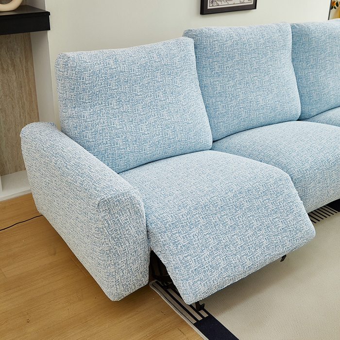 91家纺网 家纺一手货源 找家纺 丝绮鹿 2025新款竹节雪尼尔芝华士沙发套 迷雾蓝