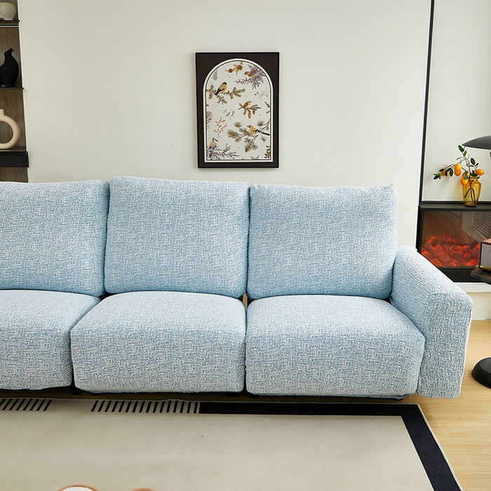 91家纺网 家纺一手货源 找家纺 丝绮鹿 2025新款竹节雪尼尔芝华士沙发套 迷雾蓝