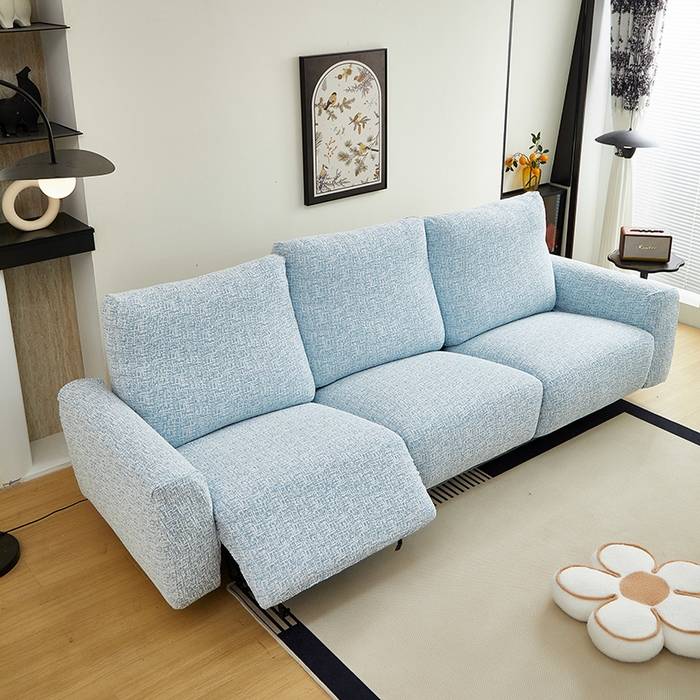 91家纺网 家纺一手货源 找家纺 丝绮鹿 2025新款竹节雪尼尔芝华士沙发套 迷雾蓝