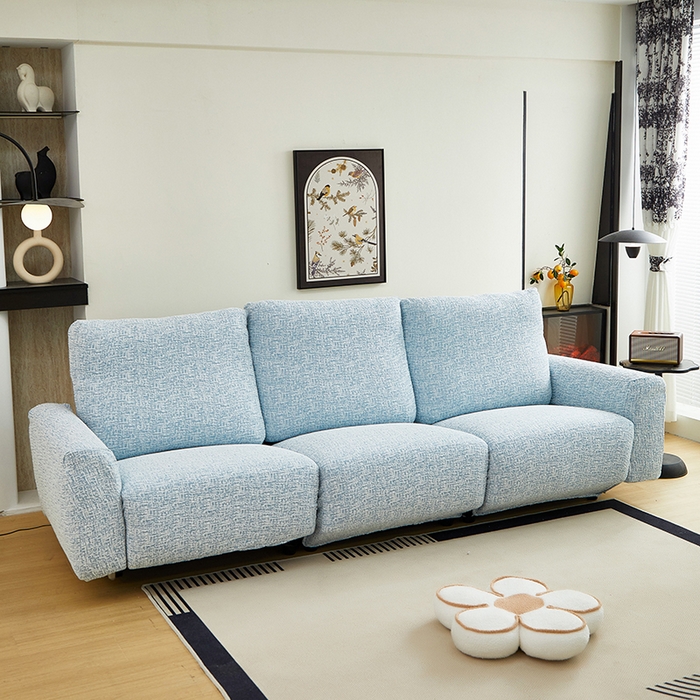 91家纺网 家纺一手货源 找家纺 丝绮鹿 2025新款竹节雪尼尔芝华士沙发套 迷雾蓝