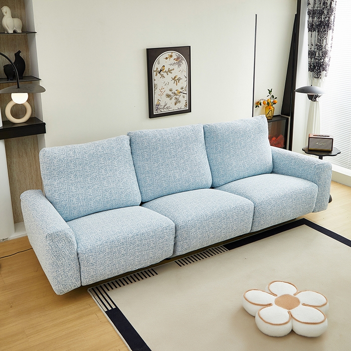 91家纺网 家纺一手货源 找家纺 丝绮鹿 2025新款竹节雪尼尔芝华士沙发套 迷雾蓝