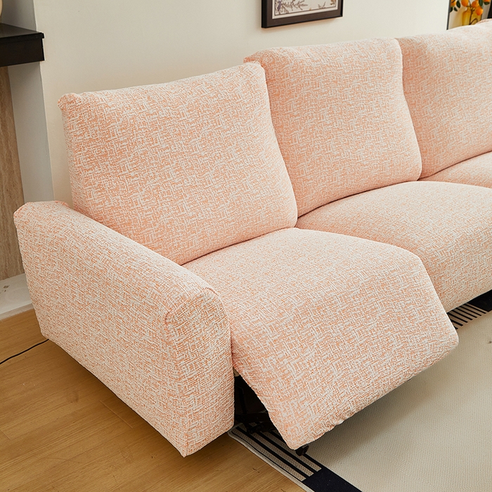 91家纺网 家纺一手货源 找家纺 丝绮鹿 2025新款竹节雪尼尔芝华士沙发套 奶油橘