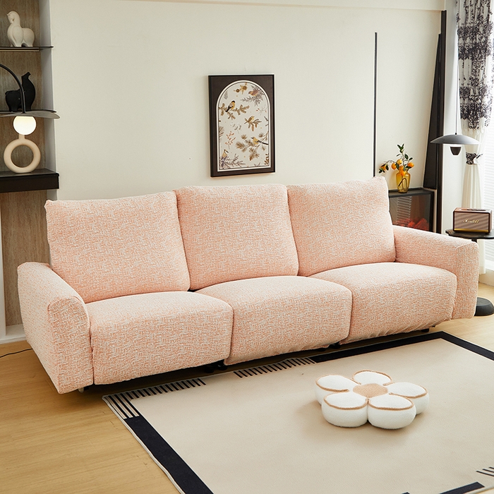 91家纺网 家纺一手货源 找家纺 丝绮鹿 2025新款竹节雪尼尔芝华士沙发套 奶油橘